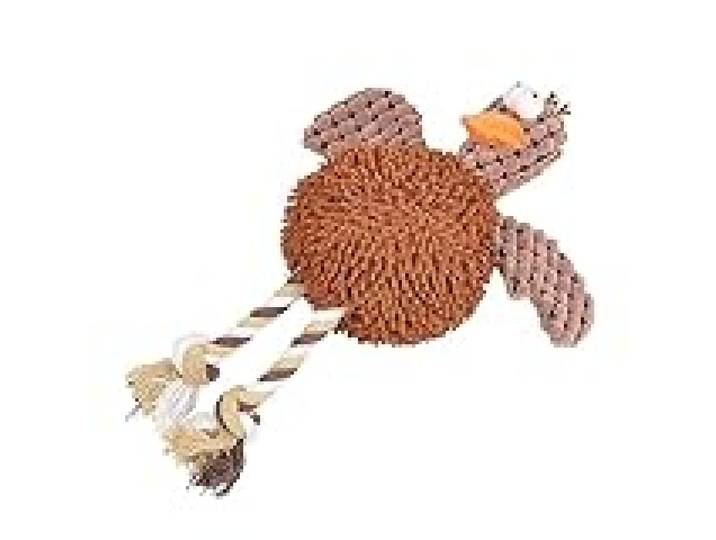 Love Story, Jouet Peluche Canard + Corde Polyester Sonore 28 x 10 cm Brun
