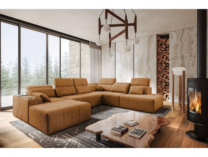 Kaiser Möbel Ecksofa multifunktional Mindy X, Stoff Quelle Kupfer Links