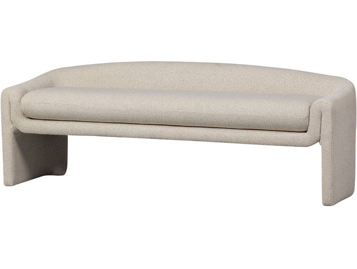 Sitzbank WOOOD Zone grob gewebter Bezug mit subtiler Rückenlehne 160x52x60 cm , beige, B:160cm H:60cm T:52cm, Polyester, Sitzbänke, Sitzbank, Tragkraft 100 kg, Standfüsse 27 cm hoch, Maximale Verschleissfestigkeit