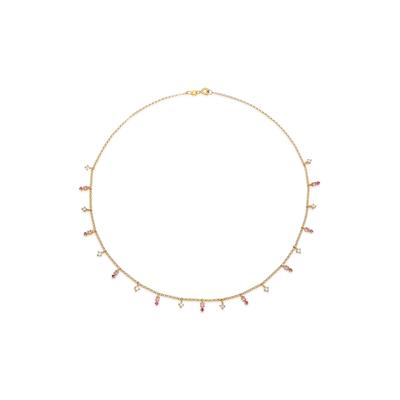 Silberkette ELLI "Halskette Pink Rose 925 Silber, mit Kristallen von Swarovski" Gr. 40, gold, Halsketten, Damen, Silber 925 (Sterlingsilber), Silberkette