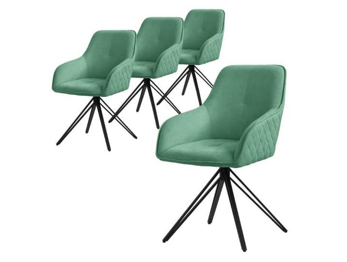 ML-Design 4x Chaise de salle à manger pivotante Textile Tissu Vert Chaise de salon avec accoudoirs/dossier 360° Chaise pivotante