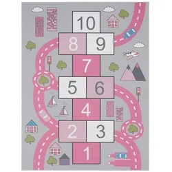 TT Home, Spielteppich + Spielmatte, Kinderzimmerteppich Teppich Junge Mädchen Kinderteppich Baby Rutschfest Strasse (200 x 100 cm)