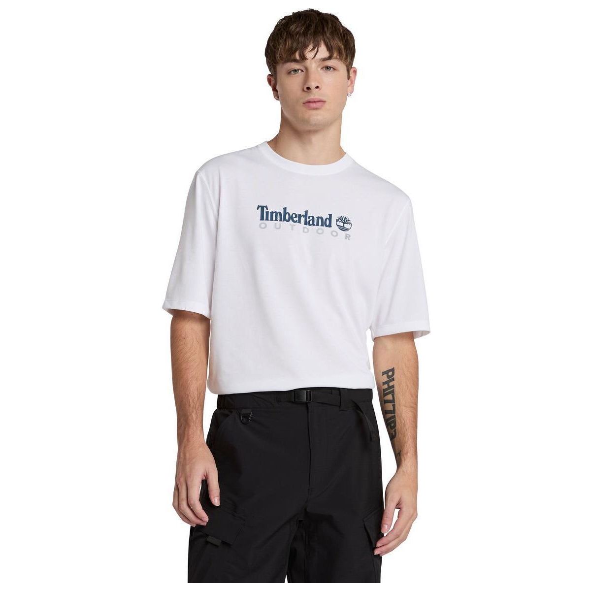 Timberland Mens Uv-protection Logo Short Sleeve Tee white M TB0A5SFX1001-M