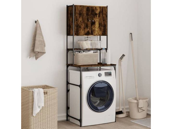 Armoire de machine à laver - VIDAXL - Chêne fumé - 68x48 5x194 cm - 2 étagères ouvertes - Montage facile