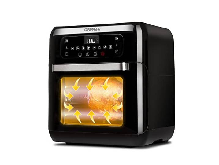 G3 Ferrari G10136 Heißluftfritteuse Friggisano 2.0 , 1500 W, 11 L, 9 Programme, einstellbare Temperatur, Digitaldisplay, Innenbeleuchtung, Rezeptbuch & Zubehör enthalten, Schwarz