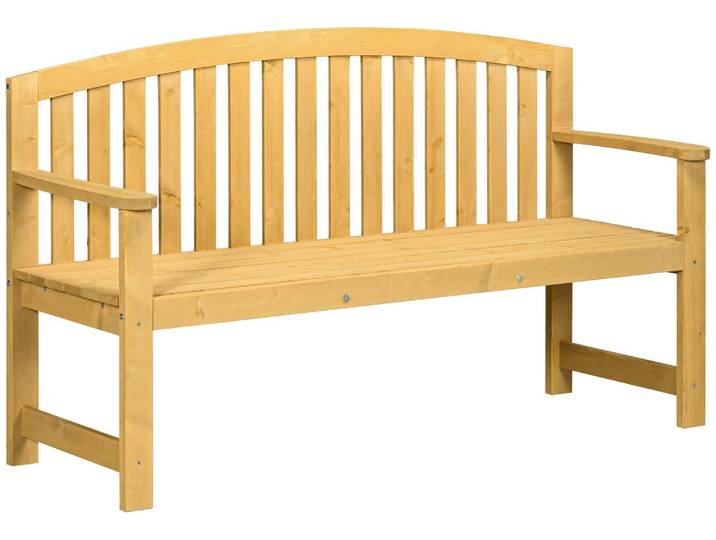 Outsunny 2-Sitzer Gartenbank Holz, wetterfest Sitzbank mit Rückenlehnen