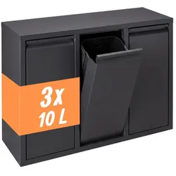 Relaxdays Mülleimer 3 Fächer 3x10 l Schwarz