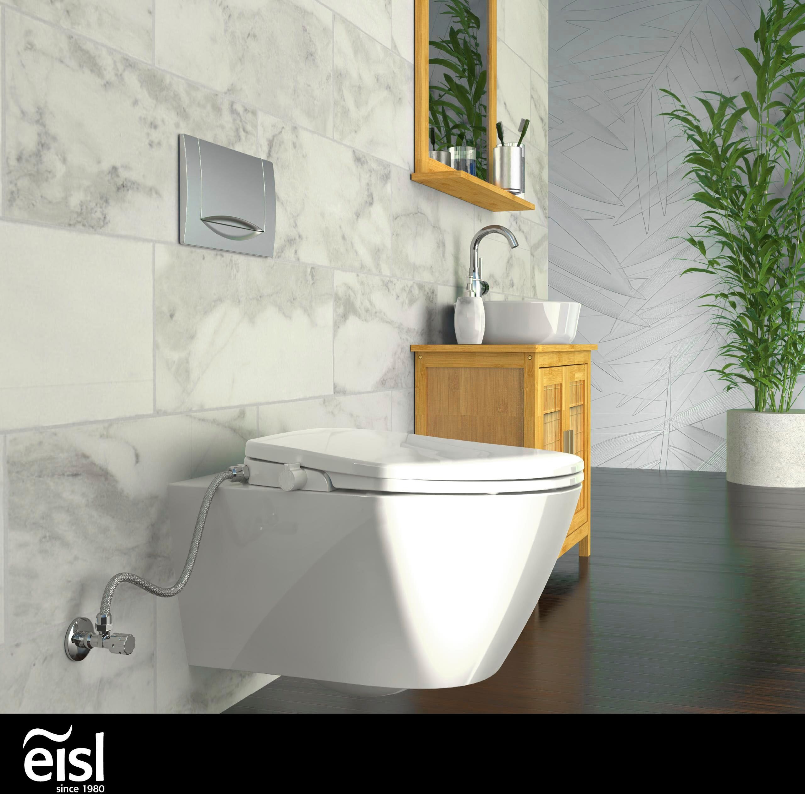 Dusch-WC-Sitz EISL "Bidet Einsatz", weiß, B:370cm H:6,3cm L:475cm, Thermoplast, WC-Sitze, Dusch-WC-Sitz, Absenkautomatik, Schnellverschluss