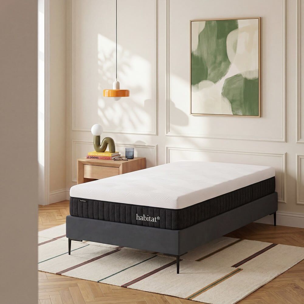 Habitat Matelas hybride déhoussable ressorts et mousse à mémoire de forme Blanc 200x25x90cm