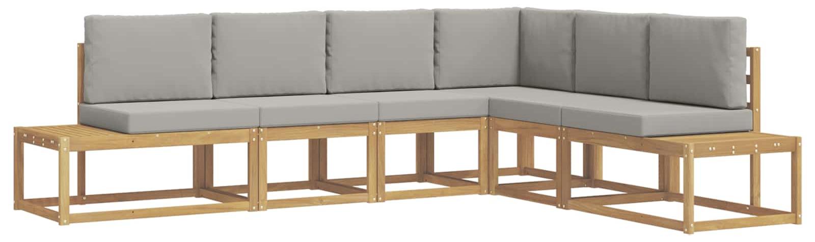 Moderne, modulare Akazienholz Outdoor-Sofagarnitur, wetterfest, bis 110 kg/Sitz