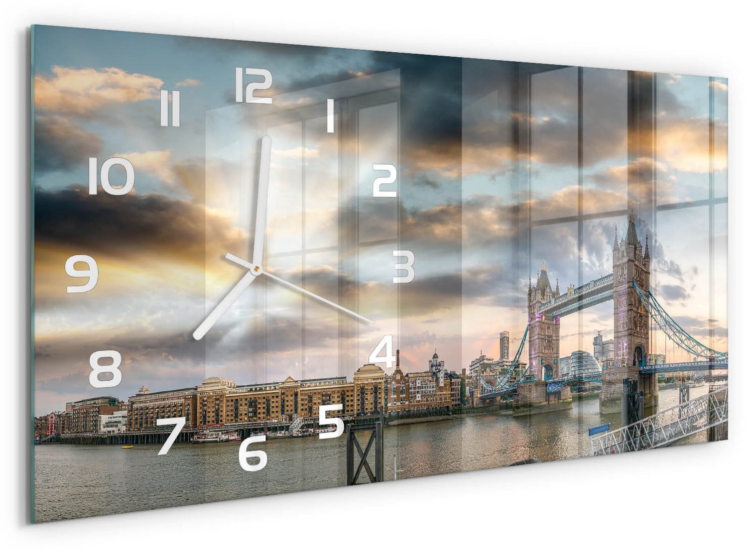 Tulup Wandklok Tower Bridge Londen - Veelkleurig Glas met Print - 60 x 30 cm
