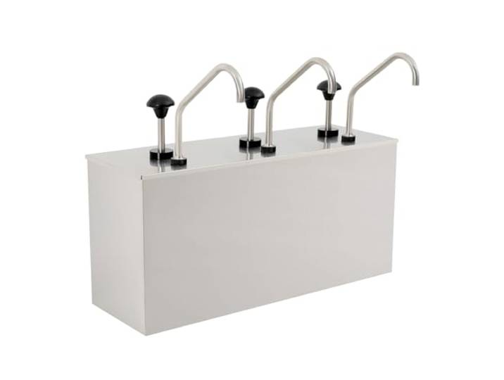 Soßenpumpenspender Edelstahl 12 Liter, Saucenspender mit 3 Pumpen & 3 Fächern für Ketchup, Mayonnaise, Senf & Salatdressing, Gewürzspender für Buffet, Restaurant & Küche