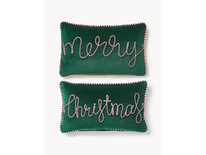Housses de coussin rectangulaires en velours Jolly, 2 pièces