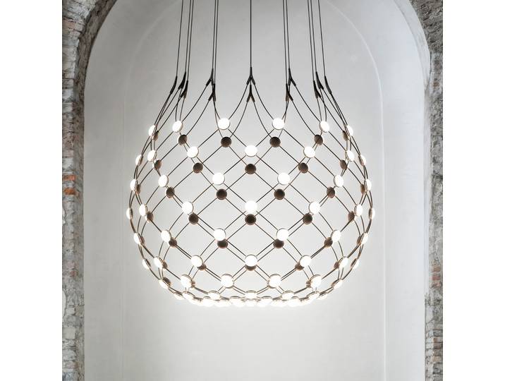 Mesh Suspension Ø100xH90 Phase 3m Black - Luceplan - Salon / séjour - Moderne - Métal - Multi-ampoules