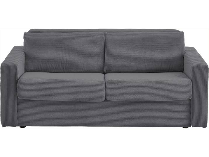 Schlafsofa ROLANDO , dunkelgrau, B:196cm H:82cm T:208cm, 100% PES, ATLANTIC HOME COLLECTION, Sofas, Schlafsofa, für Dauerschläfer geeignet inklusive hochwertiger Matratze