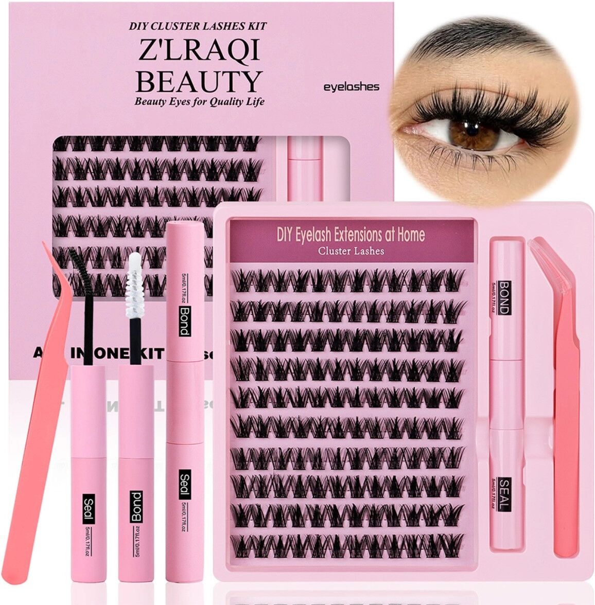INF Falsche Wimpern-Set — 160 wiederverwendbare Faser-Cluster-Wimpern in Schwarz, segmentiertes Volumen-Design