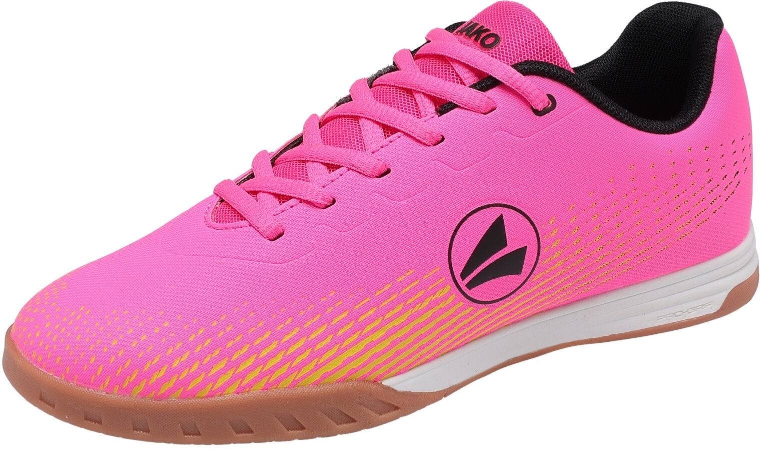 Indoorschuh JAKO "J-SI SKILL", Mädchen, Gr. 32, rosa (neon pink, sulphur spring), Synthetik, Schuhe Indoorschuh, Hallenschuh, Sportschuhe neon pink, sulphur spring 32