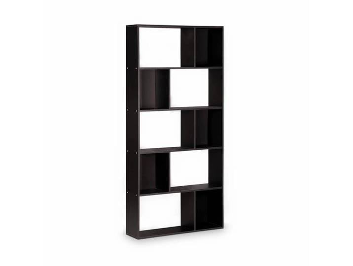 Bibliothèque design asymétrique – Pieter – 5 étagères. 10 compartiments de rangement noir