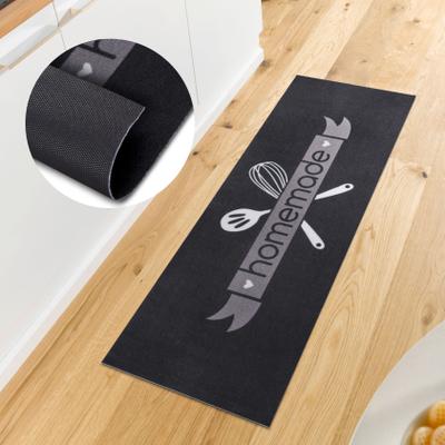 Küchenläufer HANSE HOME "Homemade Kitchen", schwarz-weiß (schwarz,weiß,grau), B:50cm H:3mm L:150cm, Polyester, Teppiche, Läufer, Rutschfest, Küchenteppich, Küche, Teppich, Pflegeleicht