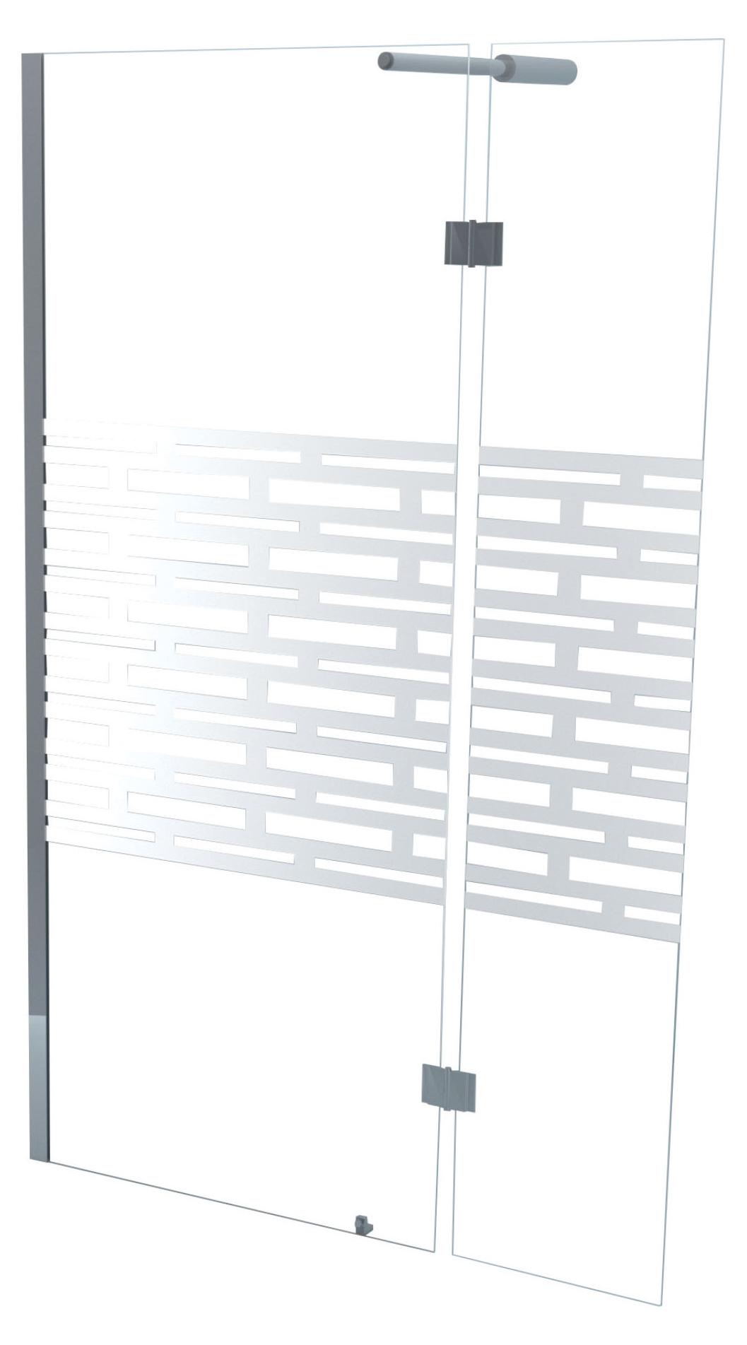 ONDEE ZEN - Duschwand CARIBA - Ausführung: verchromt mit Siebdruck, Stärke 6 mm - 2 Flügel, 90 x 210 cm