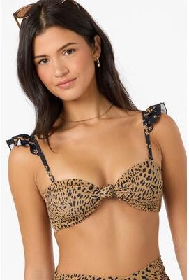 O'Neill s Maya Floral Paradise Bandeau Bikini Top in Black, Size Small, Elastane/Polyamide