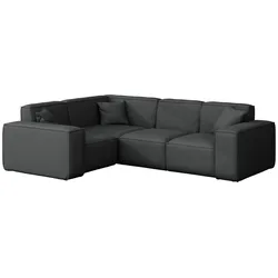 GARTENECKSOFA Lorento Outdoor in L-Form, Universell, Dunkelgrau Kunstleder 251/73/186 cm