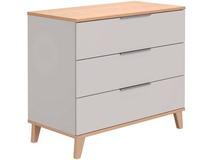 PAIDI Wickelkommode FIENE in Grau, 3 Schubladen mit Soft-Close, Vollauszug, Kommode in 110 cm Breite, geprüfte Sicherheit, Wickeltisch aus Holz