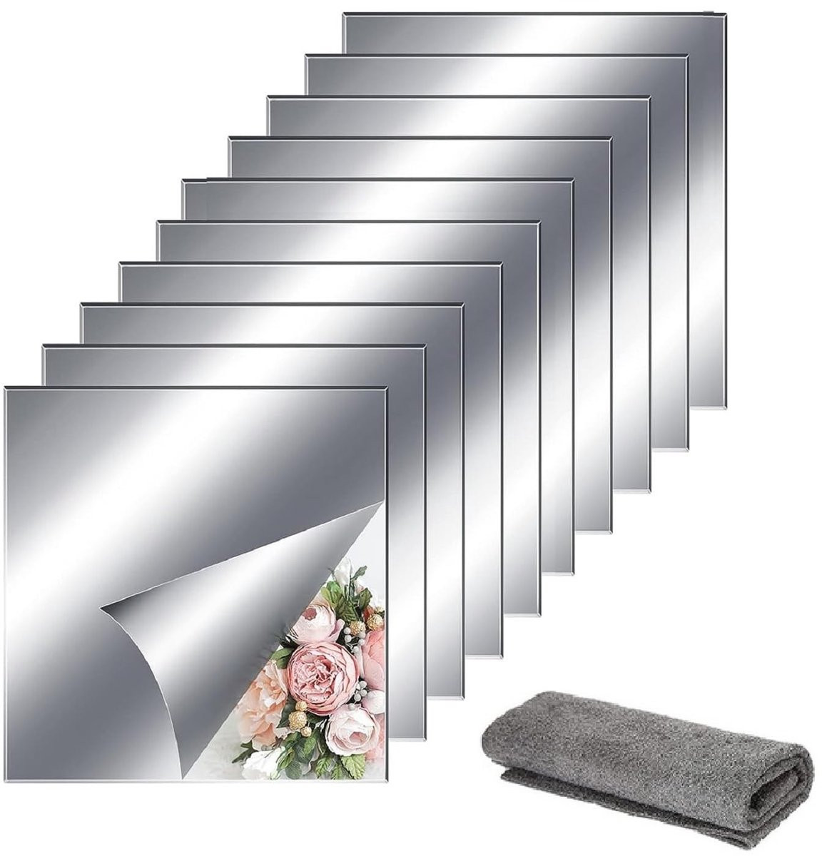 Dailygoods Spiegelfolie Zelfklevend - 10 Stuks - 20 x 20 cm - Flexibele Spiegeltegels