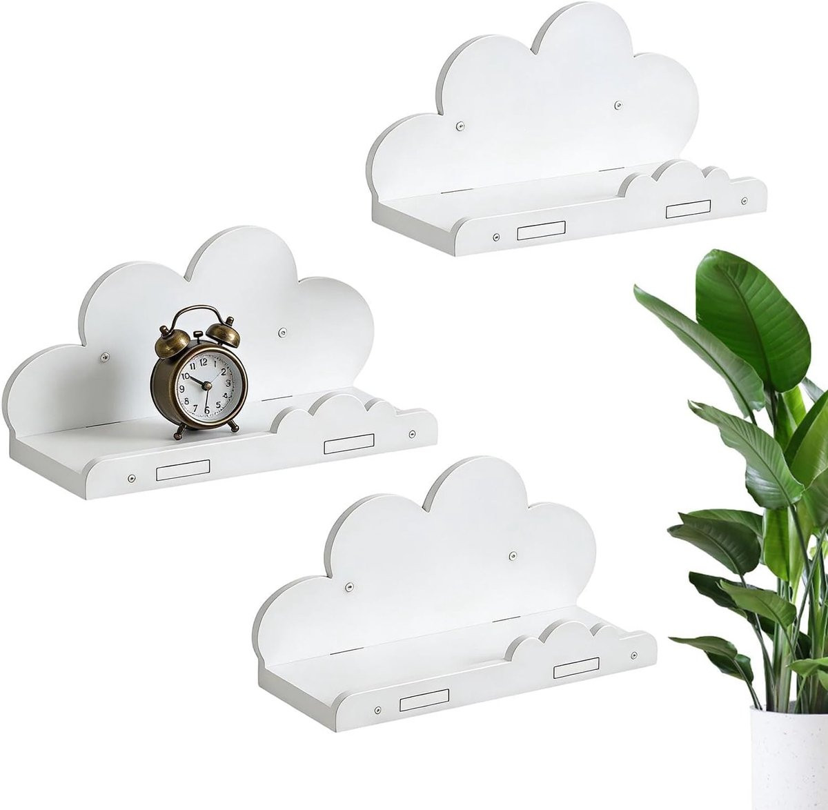 Wolkenplanken Set van 3 stuks - Zwevende Opbergers - Mat Wit - 295 cm