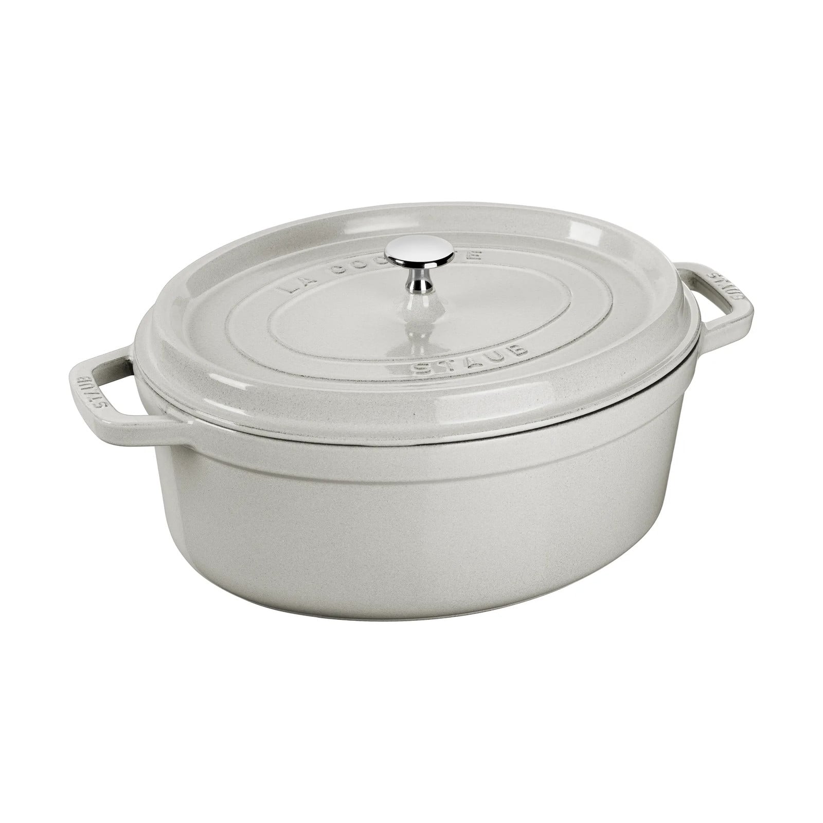 Staub La Cocotte ovale gietijzeren pan, 6,7 l, White truffel