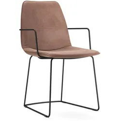 freistil Stuhl 117 Leder Braungrau