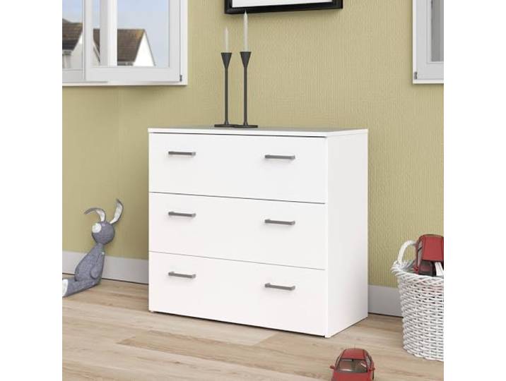 Dmora - Kommode Addie, Mehrzweckkommode, Schlafzimmerkommode, Schrank mit Schubladen, 74x36 h70 cm, Wei?