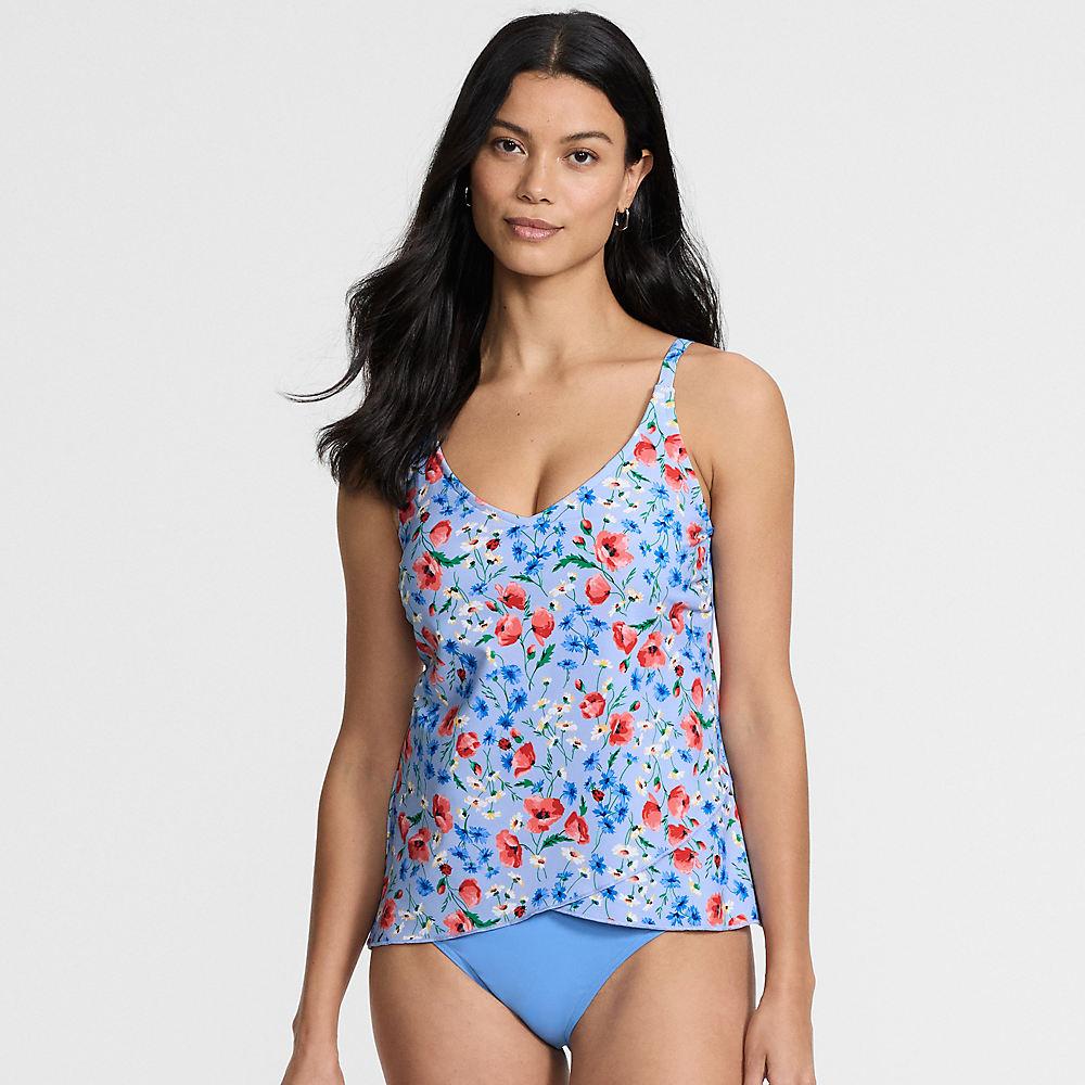 Tankinitop mit Tulpensaum chlorresistent für Damen, Damen, size: regular, Blau, Nylon-Mischung, by Lands' End