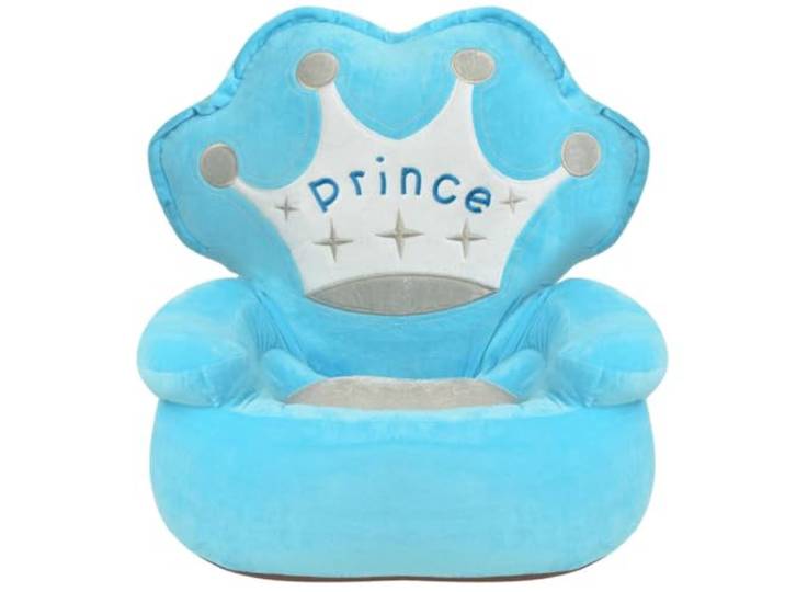FDSAQOPT Plüsch-Sessel Prinz Blau mit Kronen-Stickerei Weiche Plüsch-Füllung, rutschfestes Gewebe, Kronen-Stickerei, für und Spielzimmer