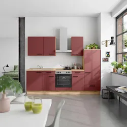 Küchenblock Easytouch Low m. Geräten Dunkelrot