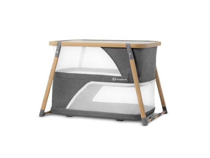 Kinderkraft Kinderreisebett 4 in 1 SOFI, Babybetten, Kinderbett, Baby Zustellbett, Reisebett mit Zubehör, mit Laufgitterfunktion, Modernes Design, Kleine Abmessungen nach Zusammenklappen, Grau