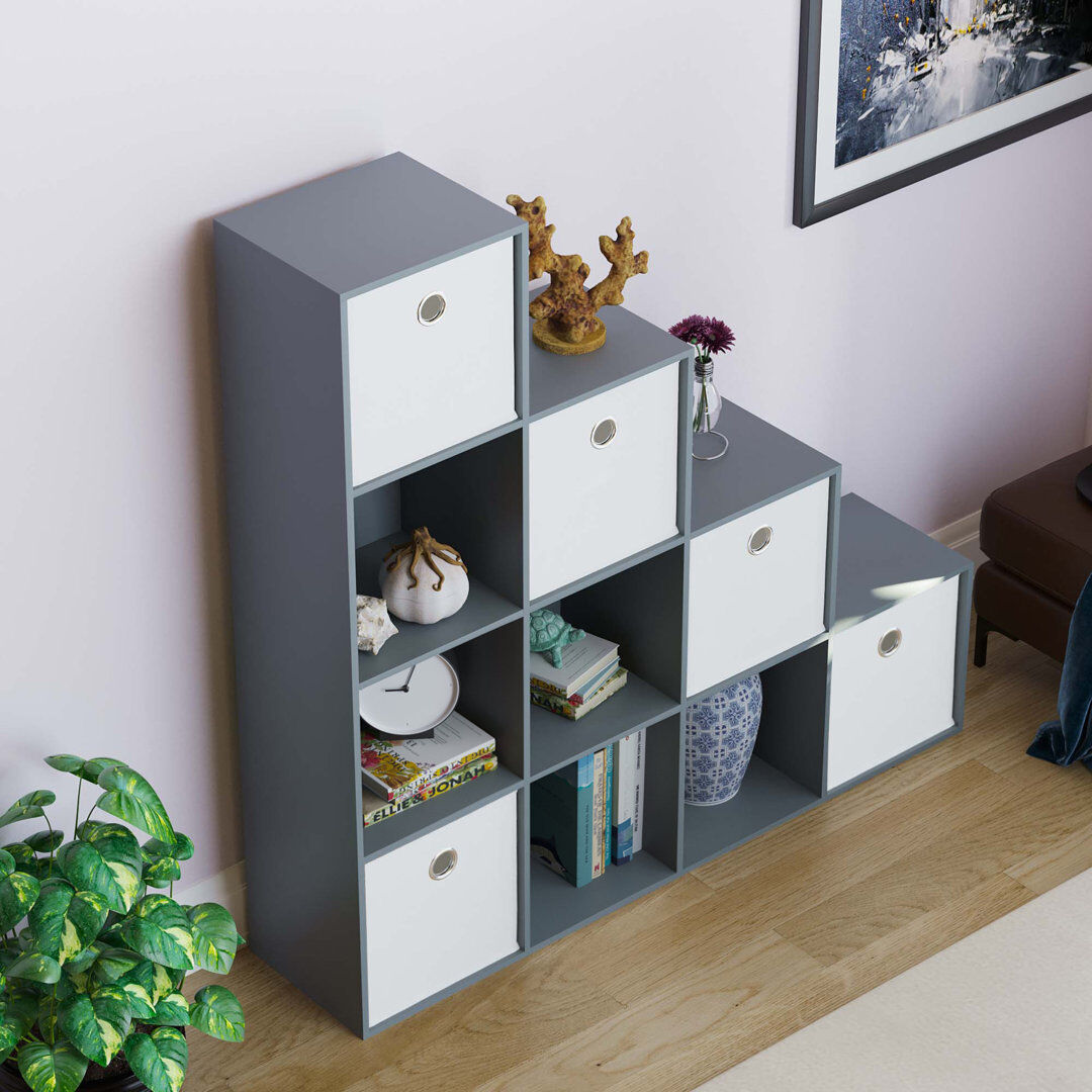 Wade Logan Penhook 128cm H x 128cm W Cube Bookcase White/Grey 128cm H X 128cm W X 29cm D