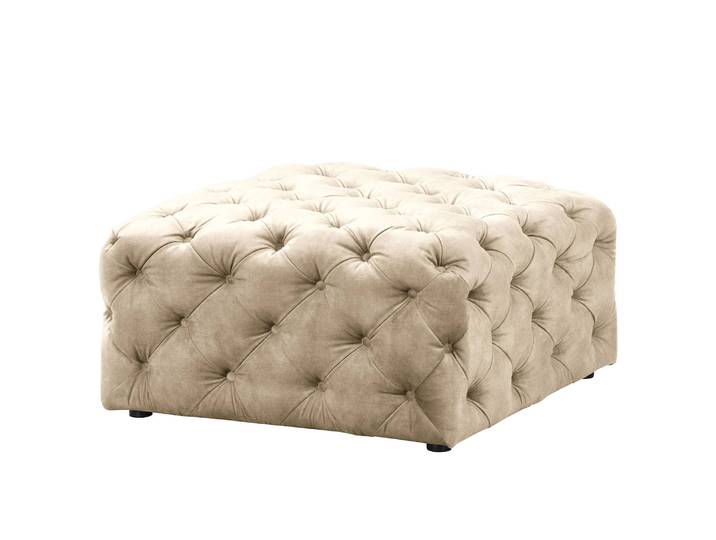 Polsterhocker Merlin 80 x 42 x 80cm Beige Samt Tomi: Creme