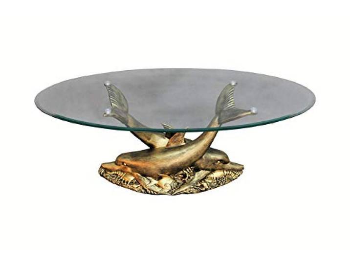 Antikes Wohndesign Ovalr Glastisch Wohnzimmertisch Tisch Couchtisch Delfinen Tisch Delphinentisch