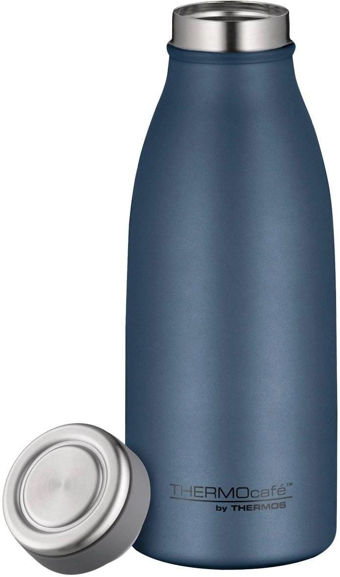 Isolierflasche THERMOS "TC 350 ml", blau (night blau mat), Trinkflaschen, 350ml, Edelstahl, Kunststoff, Silikon, Isolierflasche, gummierter Drehverschluss, absolut dicht bei Kohlensäure, H:18cm night blau mat 350ml