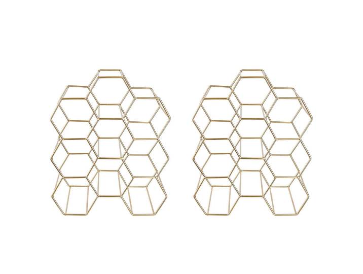 Butlers Weinregal (2er Set) Cubicle, Goldfarben, Metall, 36x30x18 cm, Weinregale