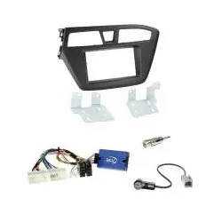 Hyundai i20 ab 2015 Einbauset 2-DIN Radioblende Einbaurahmen + Lenkradadapter...