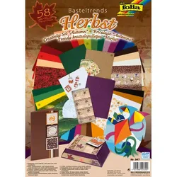 folia Bastel-Papier-Set "Herbst", 58-teilig