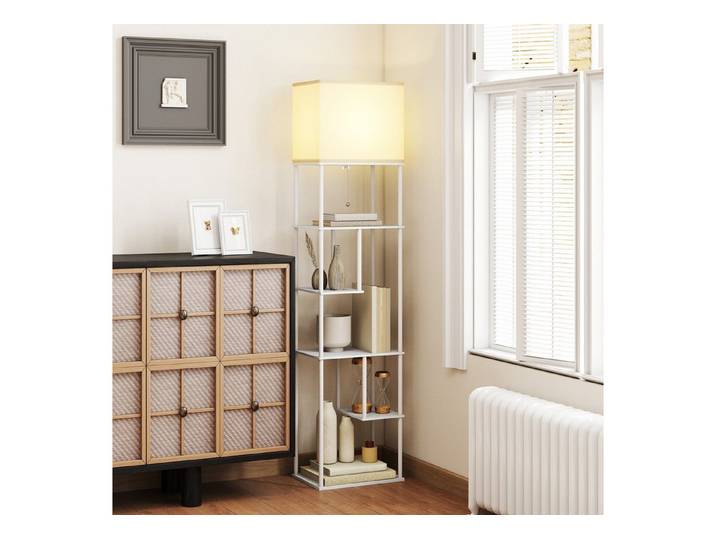 OKWISH Standregal Stehlampe mit Regalen dimmbar Farbtemperatur Weiß, Packung 1-tlg., Stehleuchte mit einstellbarer Helligkeit für Wohnräume