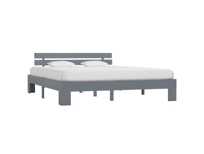 Cadre de lit Queen Size contemporain en bois massif gris - Luxueux-2590