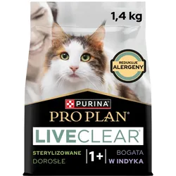 PRO PLAN LiveClear Futter für ausgewachsene Katzen nach der Sterilisation, reich an Truthahn, 1,4 kg
