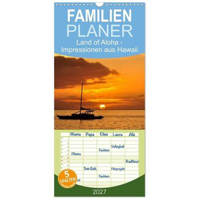 Familienplaner 2027 - Hawaii - Land of Aloha mit 5 Spalten (Wandkalender, 21 x 45 cm) CALVENDO
