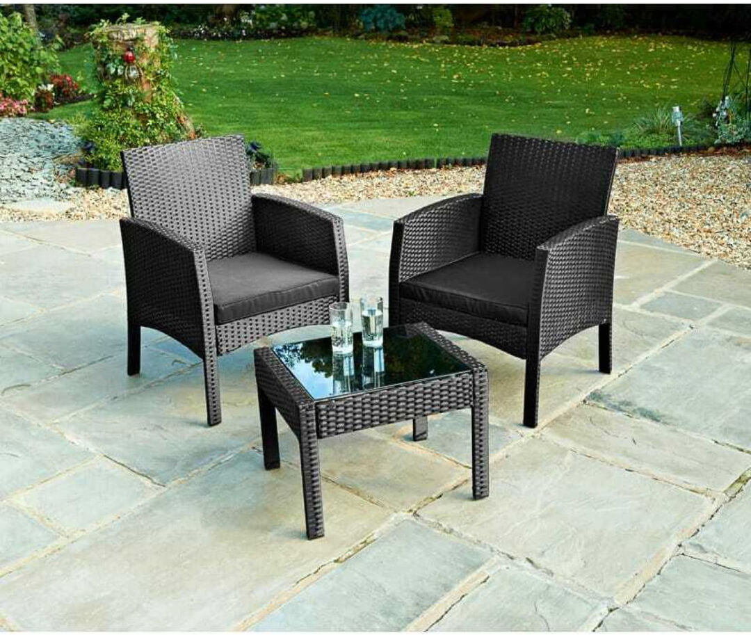 Rosalind Wheeler Croxton 2 Seater Bistro Set with Cushions Black 2