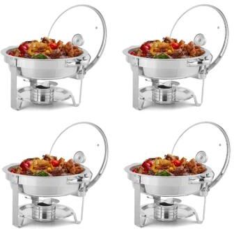 2 Set Stainless Steel 5 Quarts Round Chafing Dish