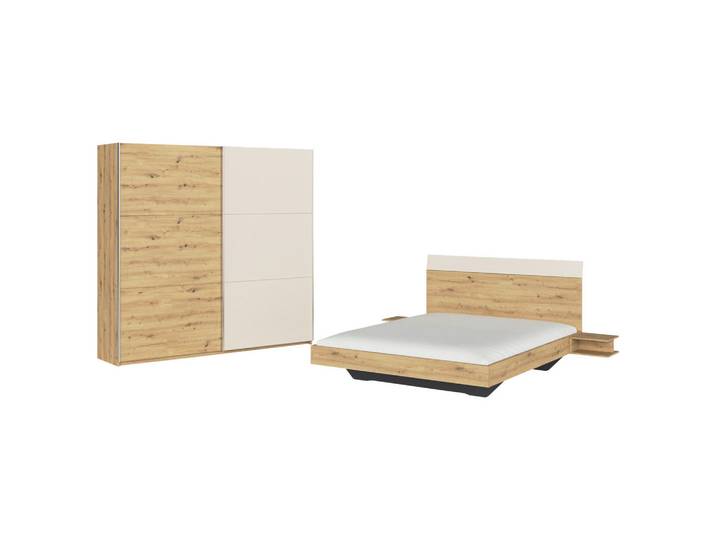 Rauch Möbel Schlafzimmer, Champagner, Eiche Artisan, 2 Fächer, Blauer Engel, Goldenes M, Made in Germany, Beimöbel erhältlich, in verschiedenen Größen Holzdekoren erhältlich,Typenauswahl, Holz-Dekoren erhältlich, Schlafzimmer, Schlafzimmer Komplett